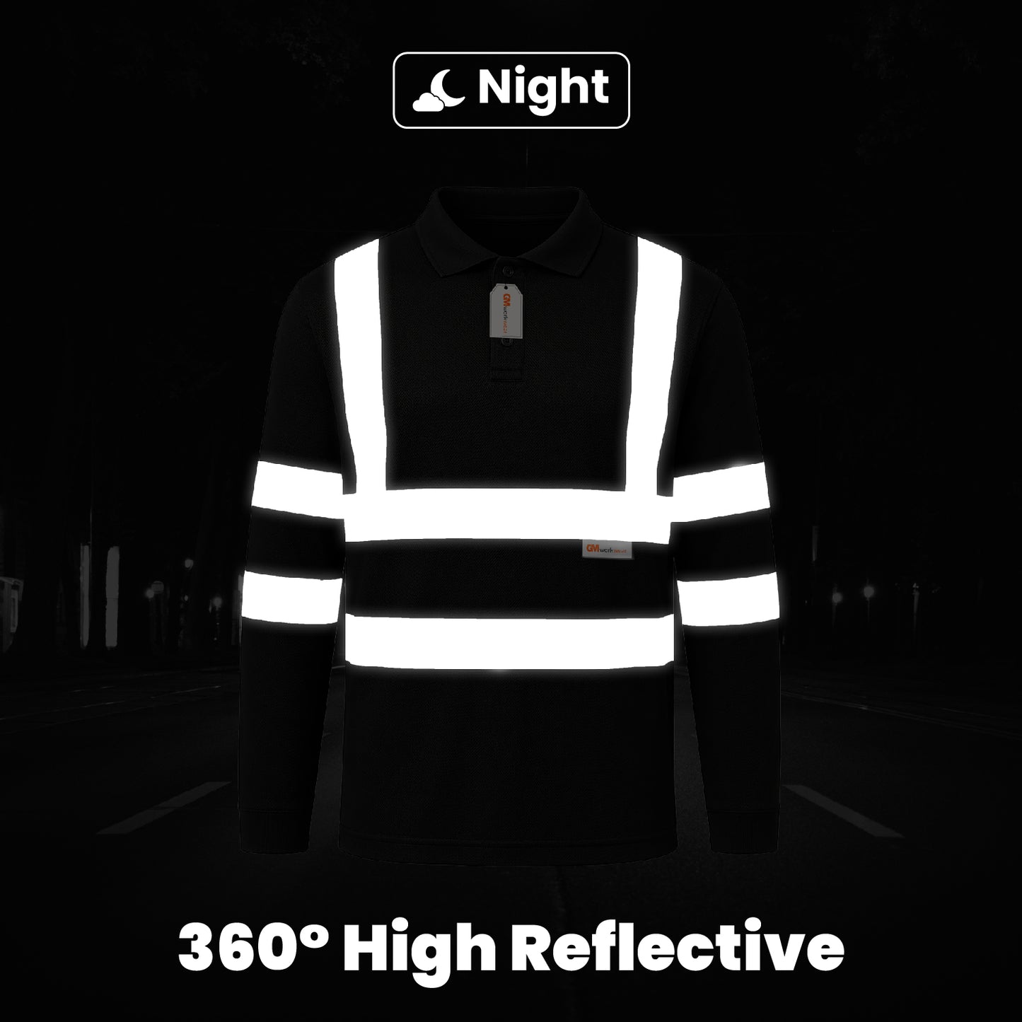 GM Workwear High Visibility Long Sleeve Polo Shirt