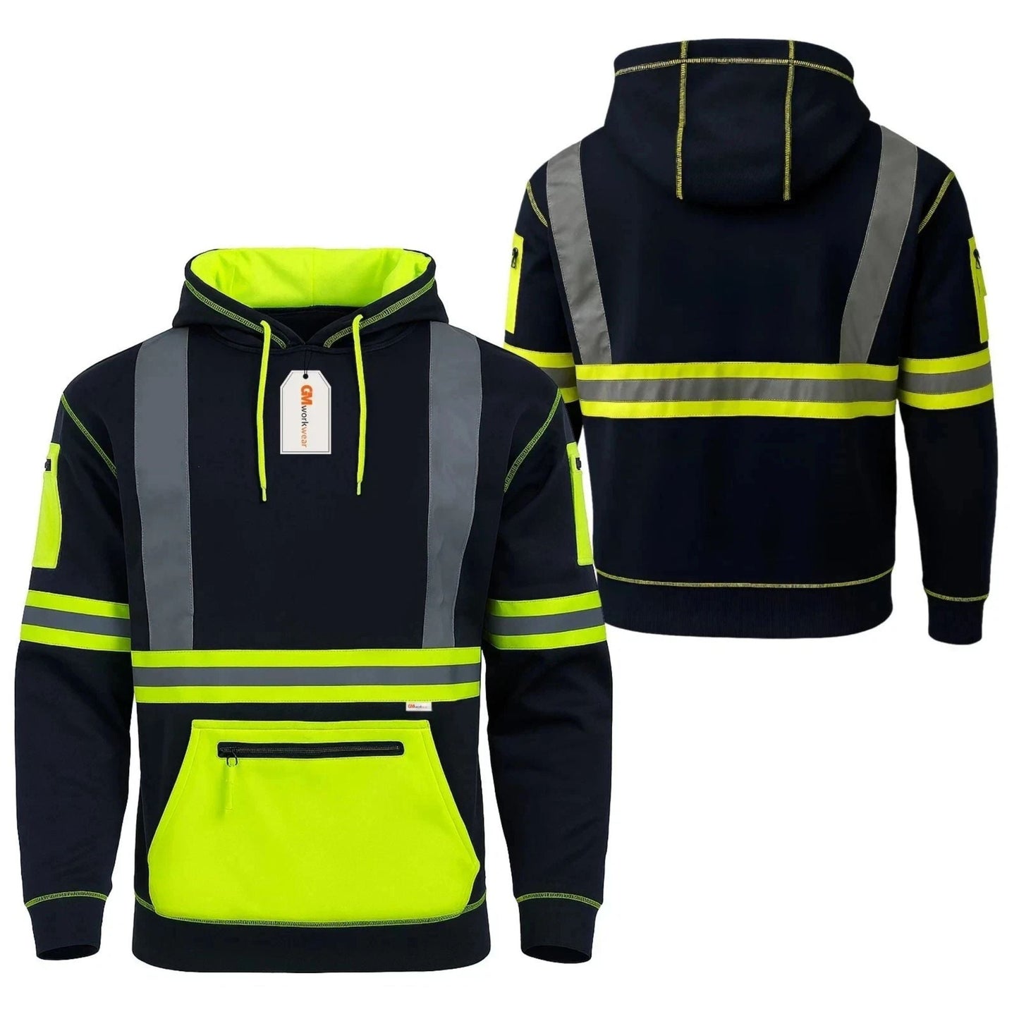 Hi Vis Reflective Safety  Pullover Hoodie