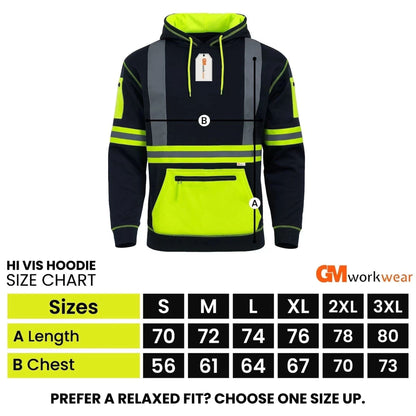 Hi Vis Reflective Safety  Pullover Hoodie