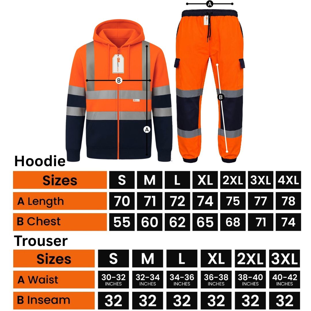 Hi Vis Reflective Tracksuit Set – Full Zip Safety Hoodie & Fleece Joggers