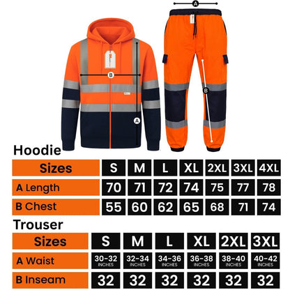 Hi Vis Reflective Tracksuit Set – Full Zip Safety Hoodie & Fleece Joggers