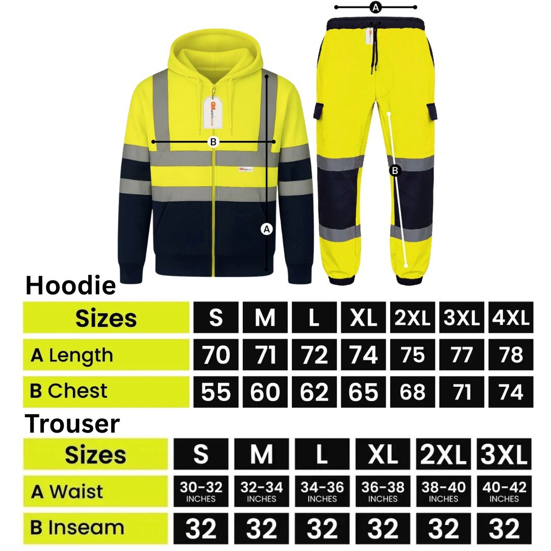 Hi Vis Reflective Tracksuit Set – Full Zip Safety Hoodie & Fleece Joggers