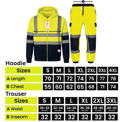 Hi Vis Reflective Tracksuit Set – Full Zip Safety Hoodie & Fleece Joggers