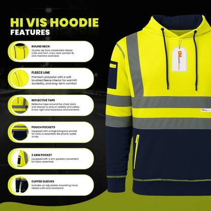 Hi Vis Reflective Safety  Pullover Hoodie