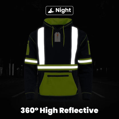 Hi Vis Reflective Safety  Pullover Hoodie