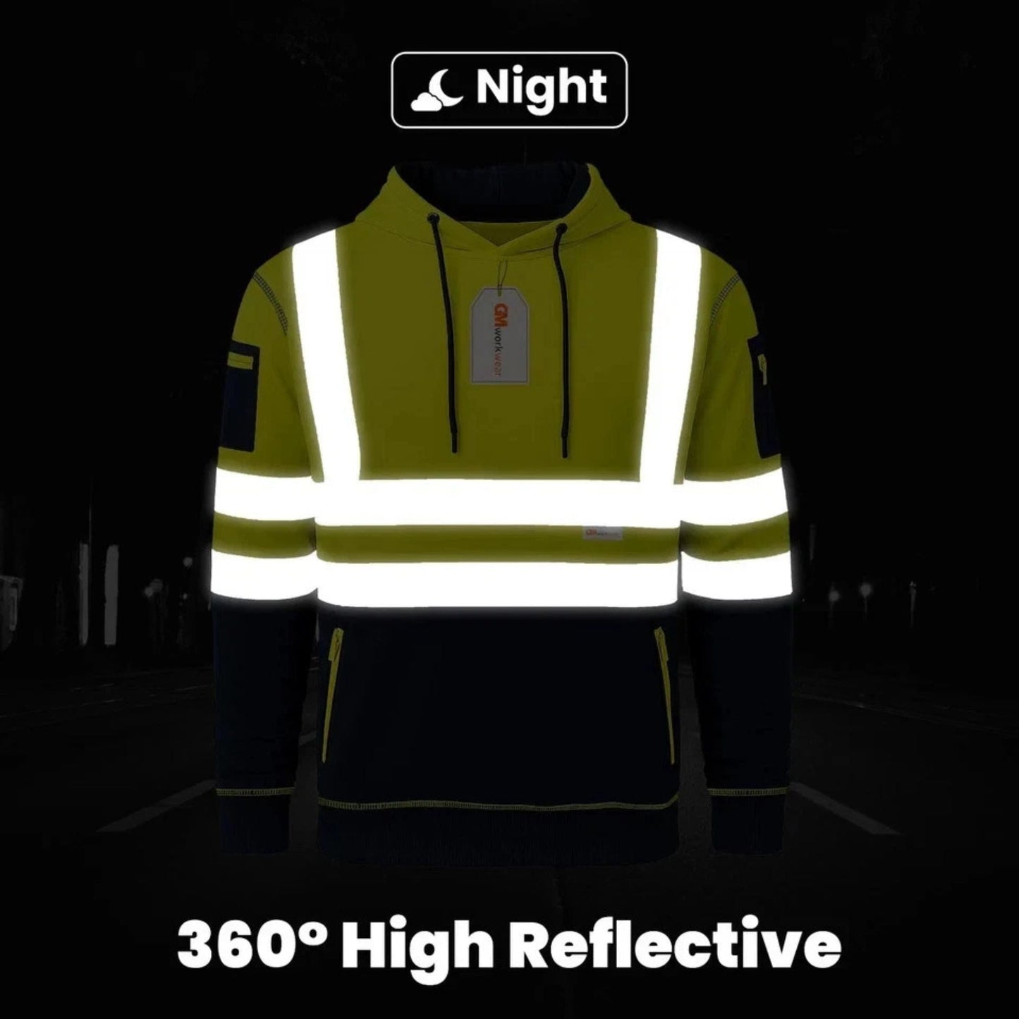 Hi Vis Reflective Safety  Pullover Hoodie