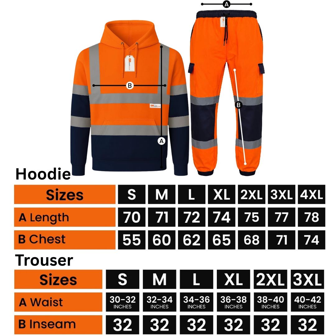 Hi Vis Reflective Tracksuit Set – Pullover Safety Hoodie & Fleece Joggers
