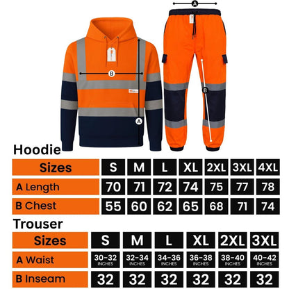 Hi Vis Reflective Tracksuit Set – Pullover Safety Hoodie & Fleece Joggers