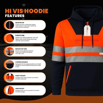 Hi Vis Reflective Safety  Pullover Hoodie