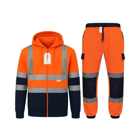 Hi Vis Reflective Tracksuit Set – Full Zip Safety Hoodie & Fleece Joggers