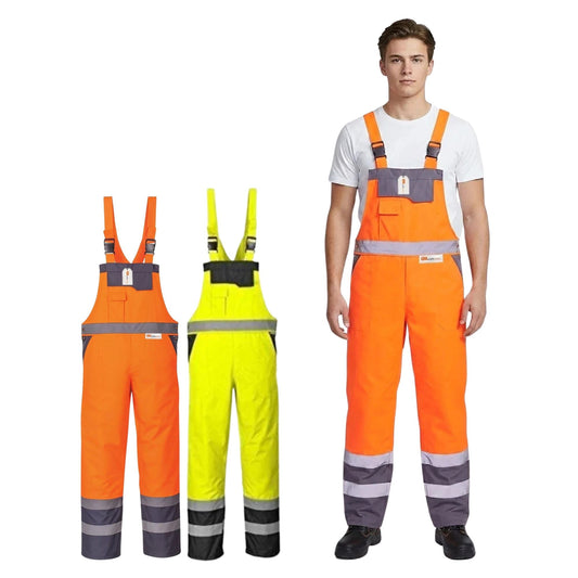 Hi Vis Reflective  Bib and Brace Waterproof Dungarees