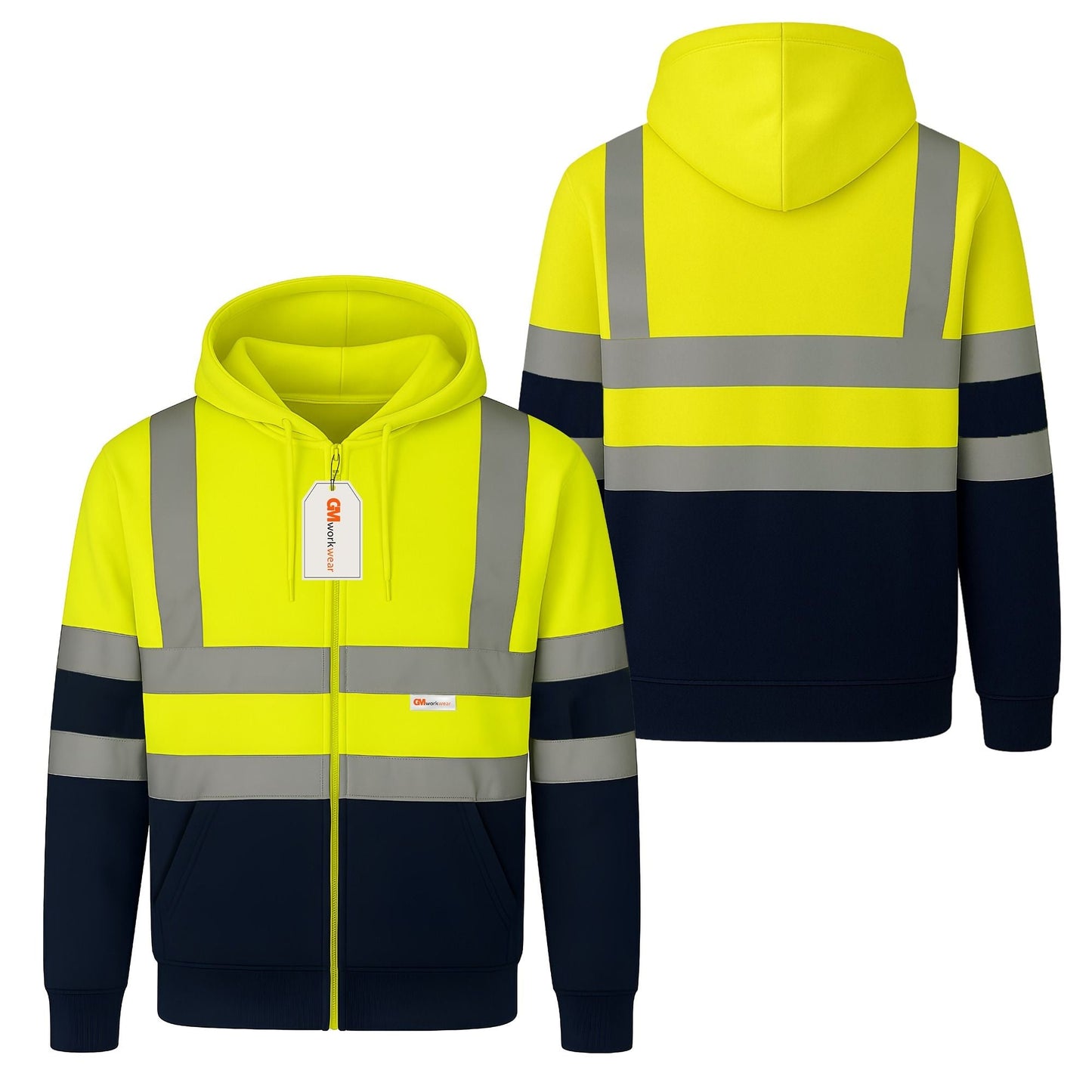 GM Workwear High Visibility Zip Hoodie