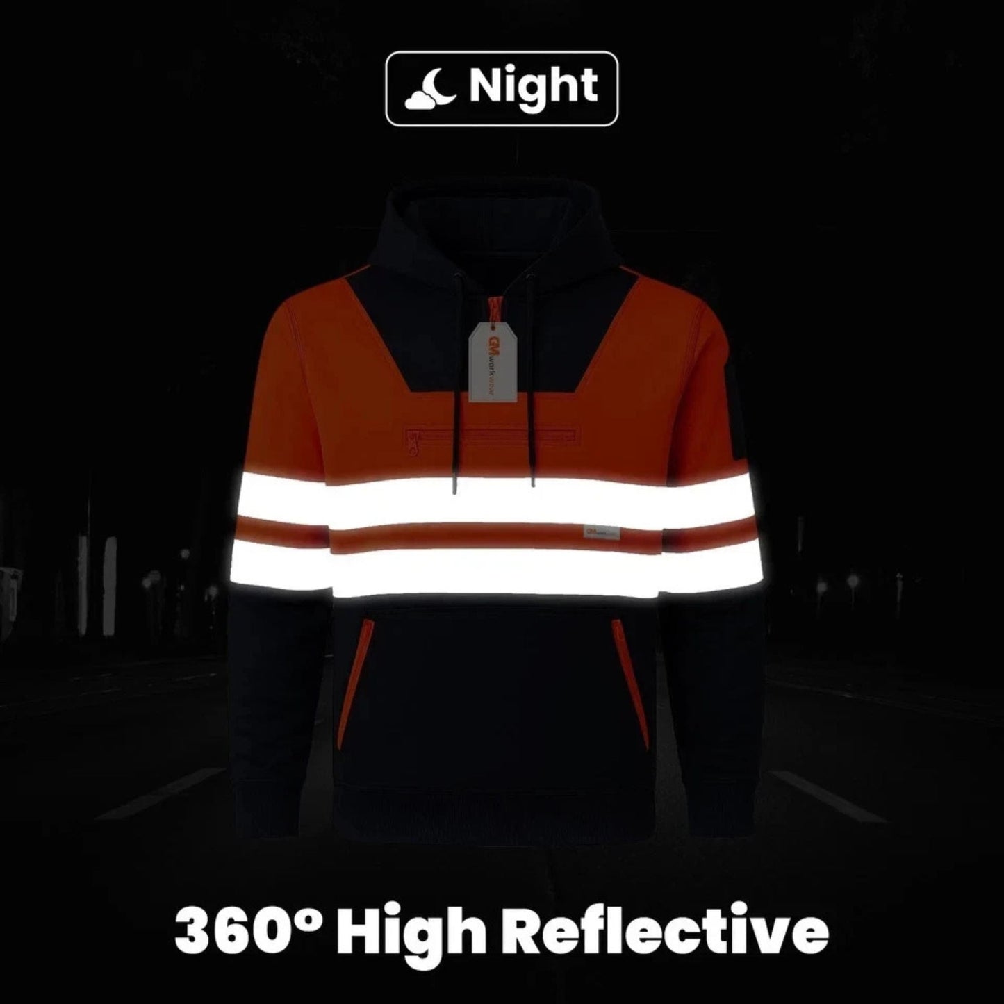 Hi Vis Reflective Safety  Pullover Hoodie