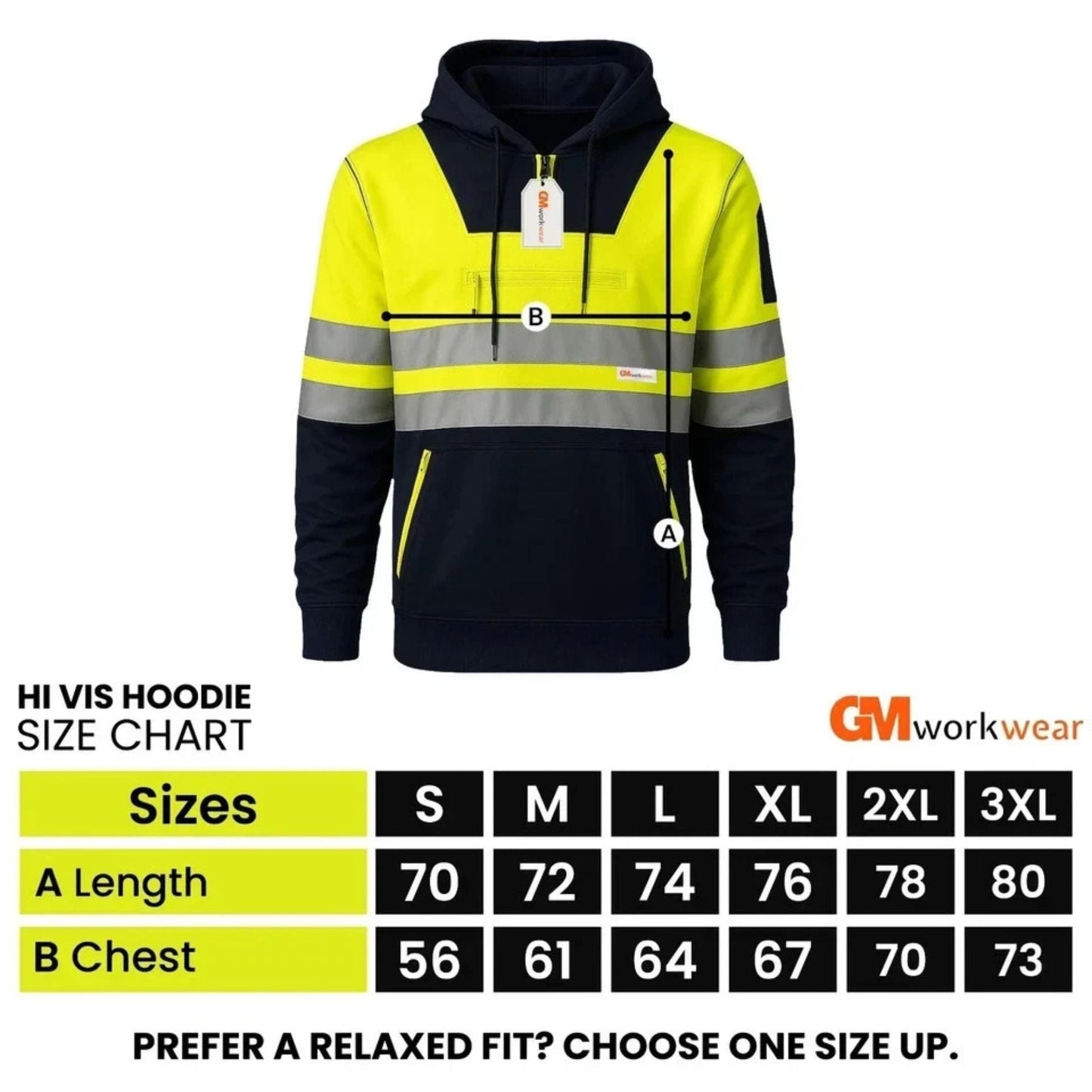 Hi Vis Reflective Safety  Pullover Hoodie