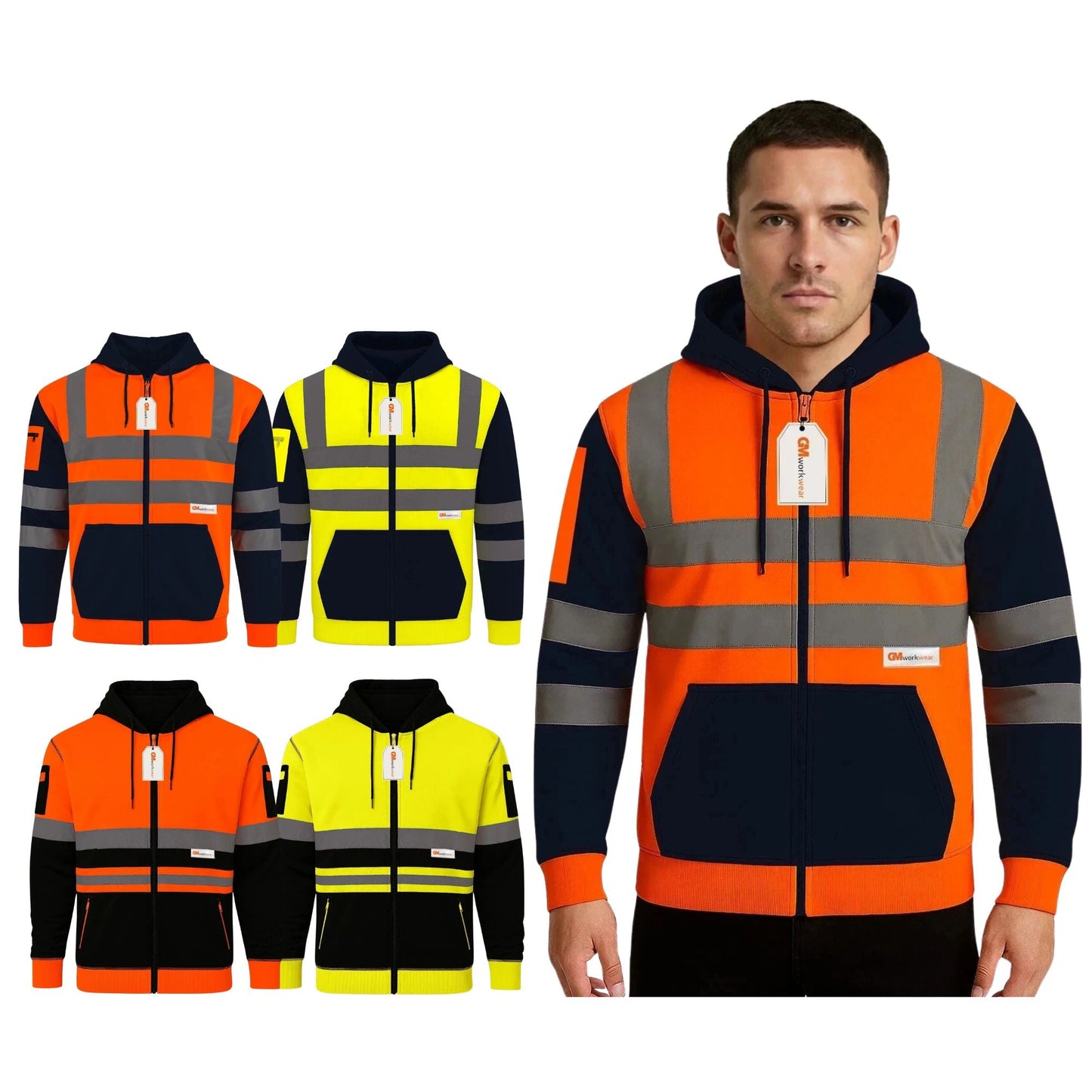 Hi Vis Reflective Hoodie Jacket Zip Up Hoodie