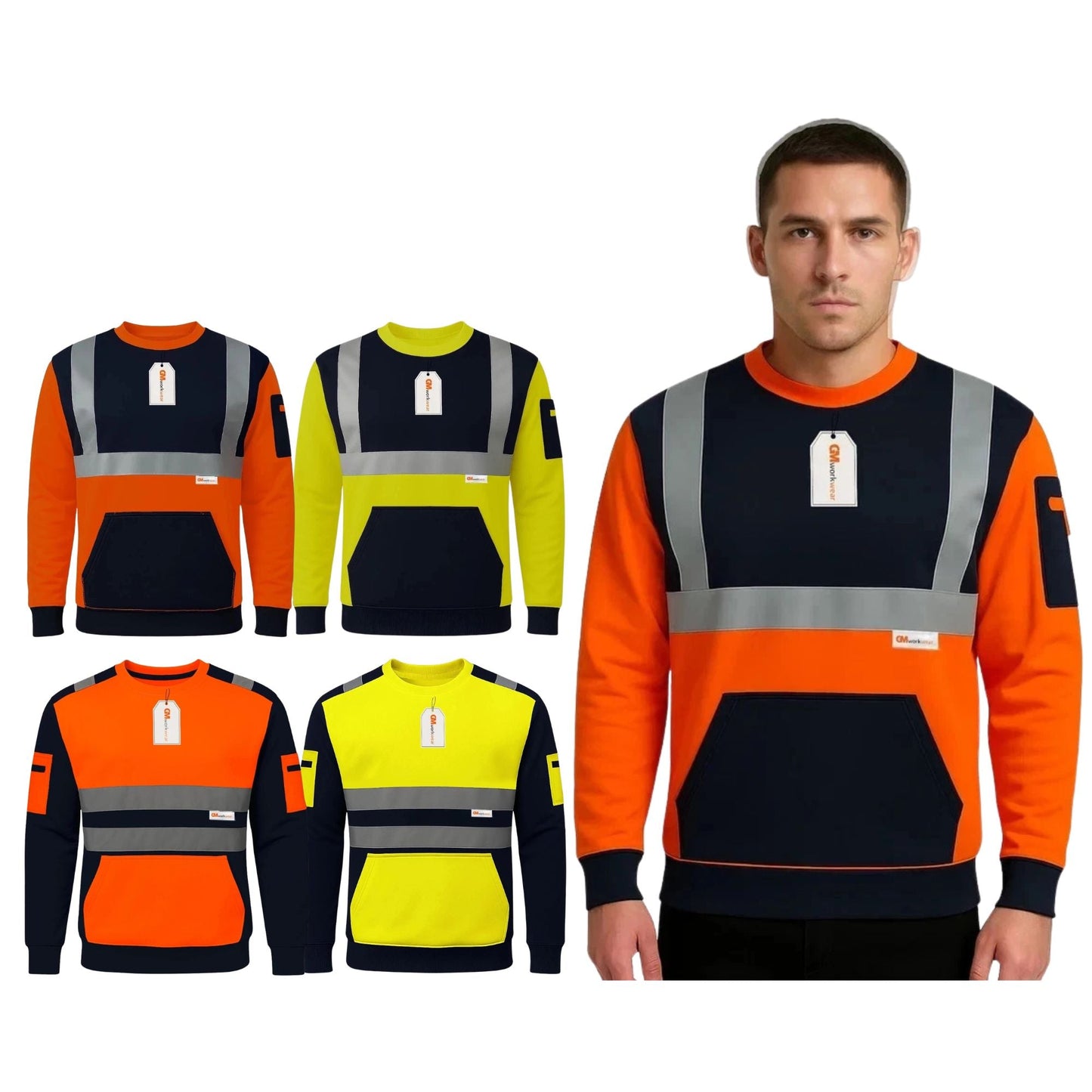 Hi Vis Reflective Sweatshirt 1 Stripe 2 Stripe