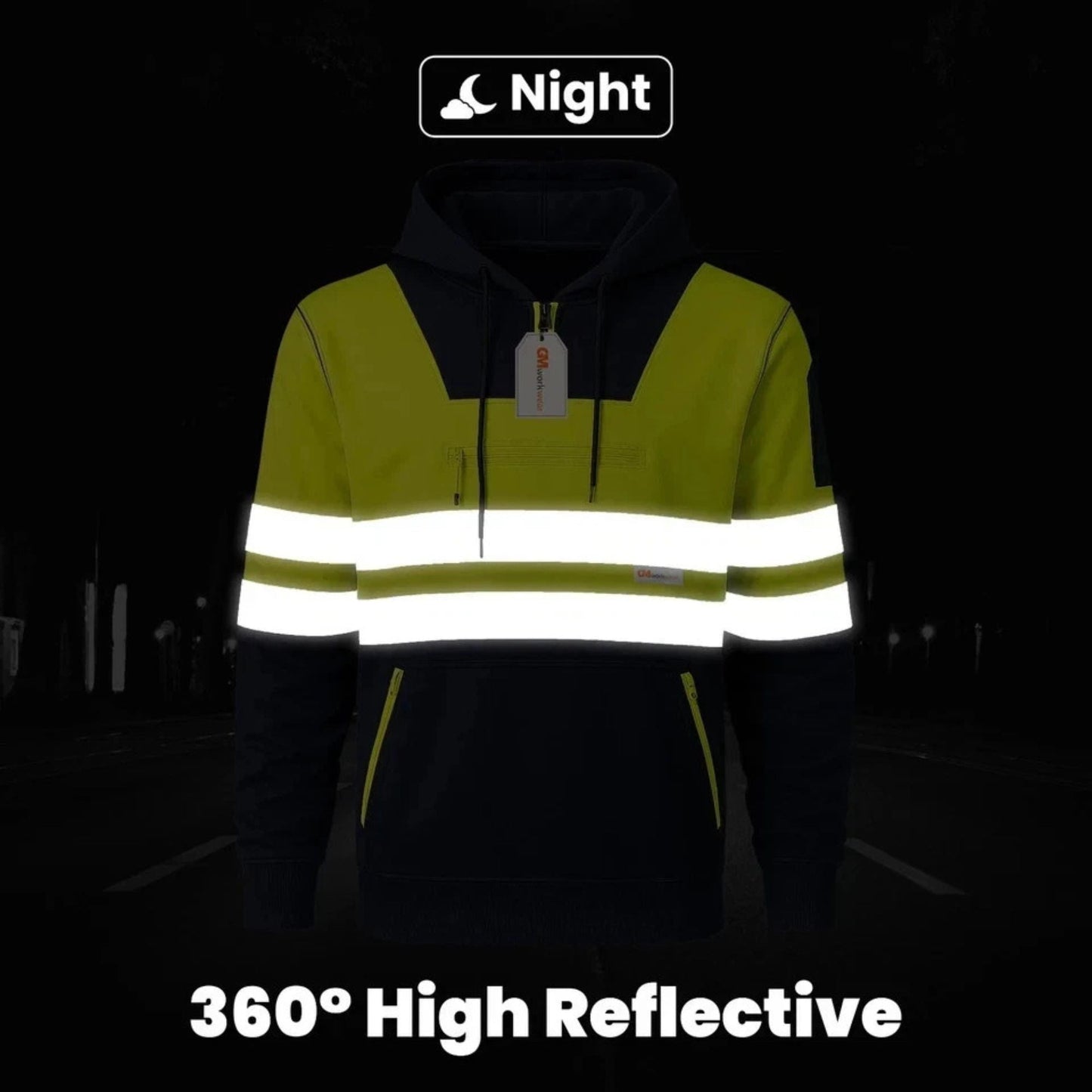 Hi Vis Reflective Safety  Pullover Hoodie