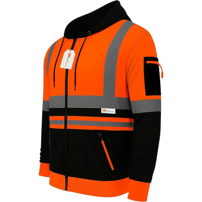 Hi Vis Reflective Hoodie Jacket Zip Up Hoodie