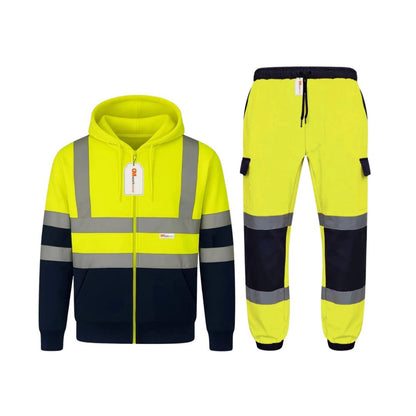 Hi Vis Reflective Tracksuit Set – Full Zip Safety Hoodie & Fleece Joggers