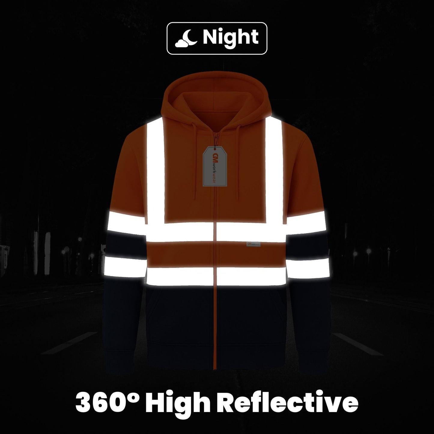 GM Workwear High Visibility Zip Hoodie