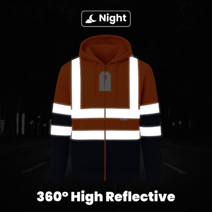 GM Workwear High Visibility Zip Hoodie