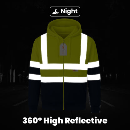 GM Workwear High Visibility Zip Hoodie