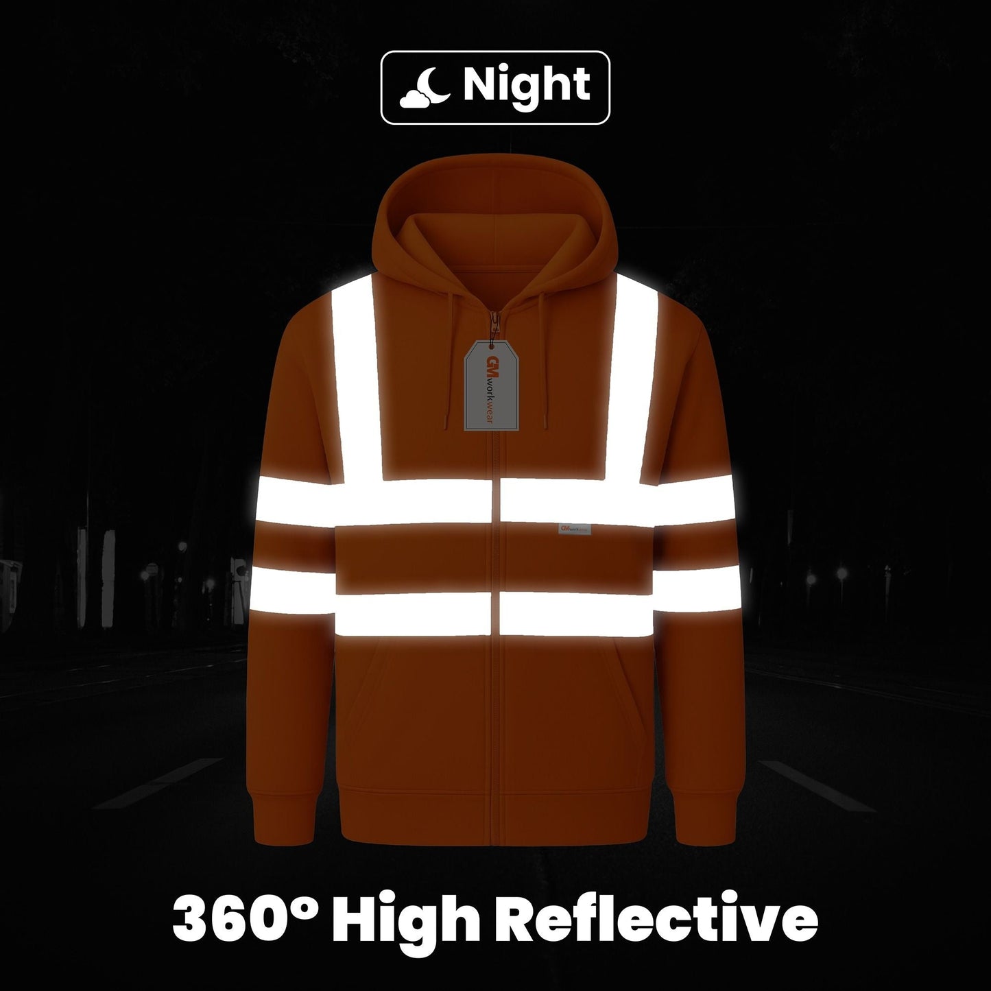GM Workwear High Visibility Zip Hoodie