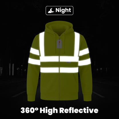 GM Workwear High Visibility Zip Hoodie