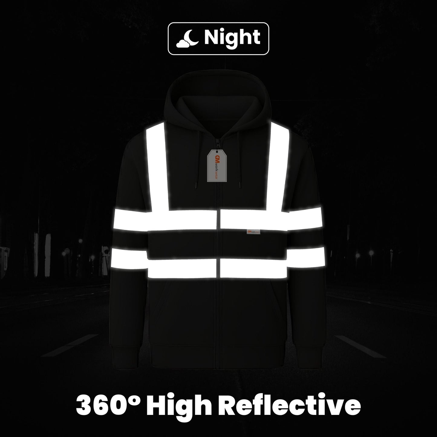 GM Workwear High Visibility Zip Hoodie