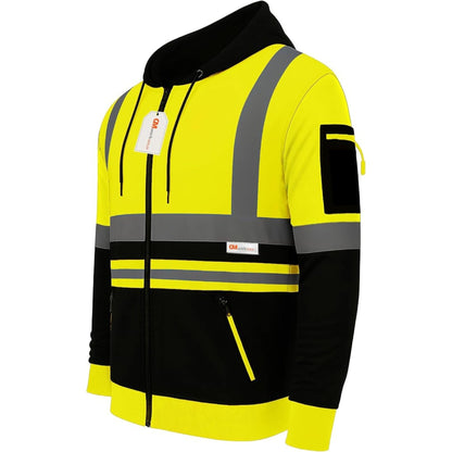 Hi Vis Reflective Hoodie Jacket Zip Up Hoodie
