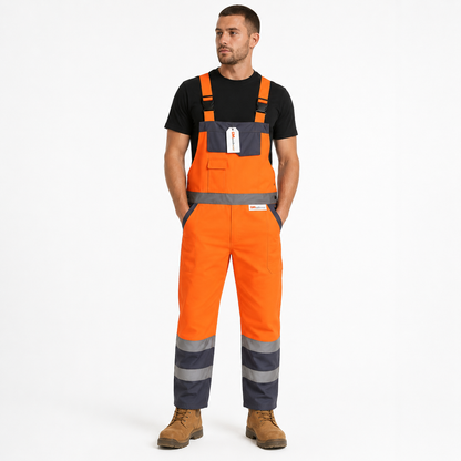 Hi Vis Reflective  Bib and Brace Waterproof Dungarees