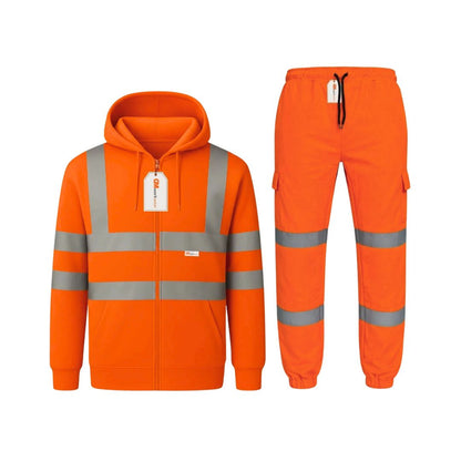Hi Vis Reflective Tracksuit Set – Full Zip Safety Hoodie & Fleece Joggers