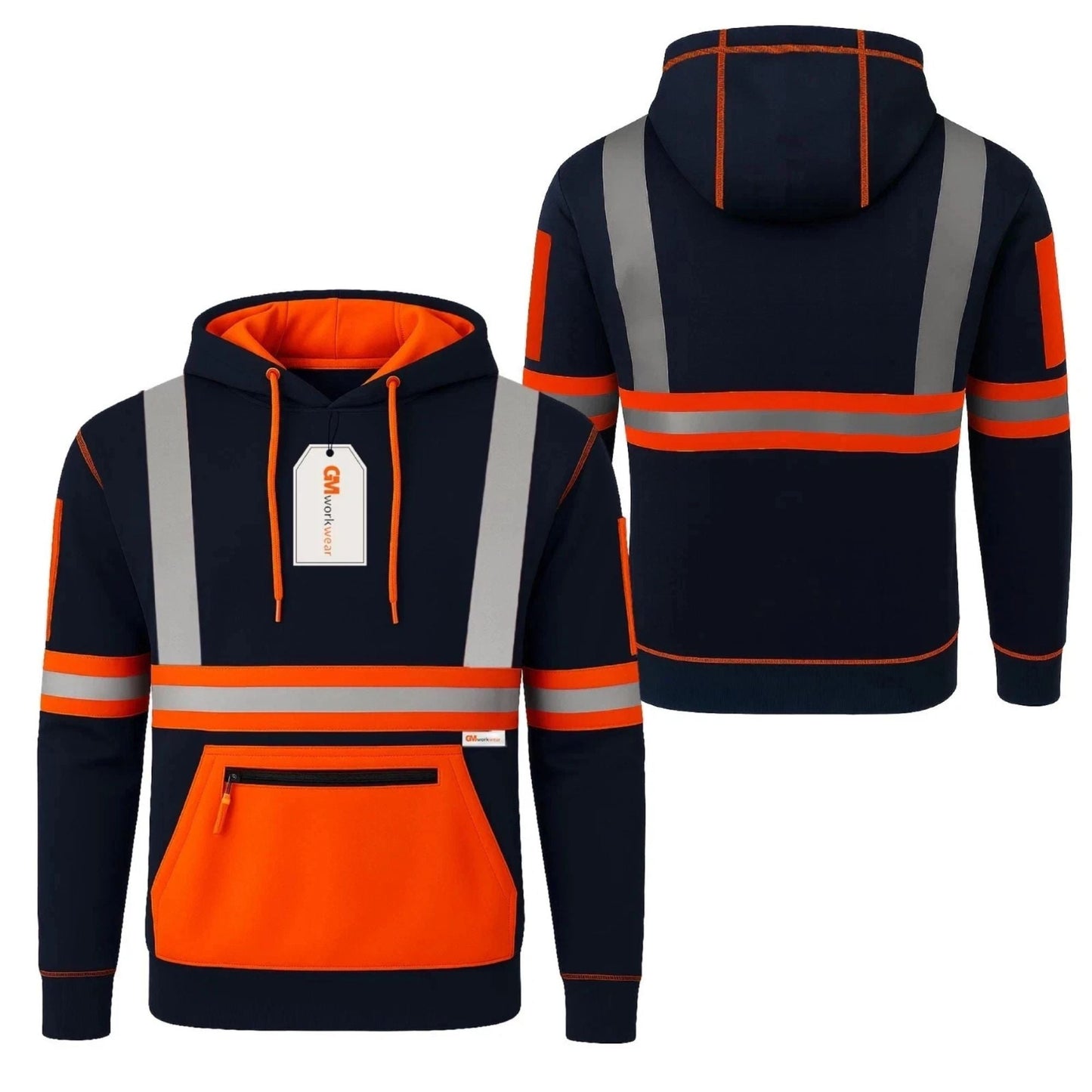 Hi Vis Reflective Safety  Pullover Hoodie