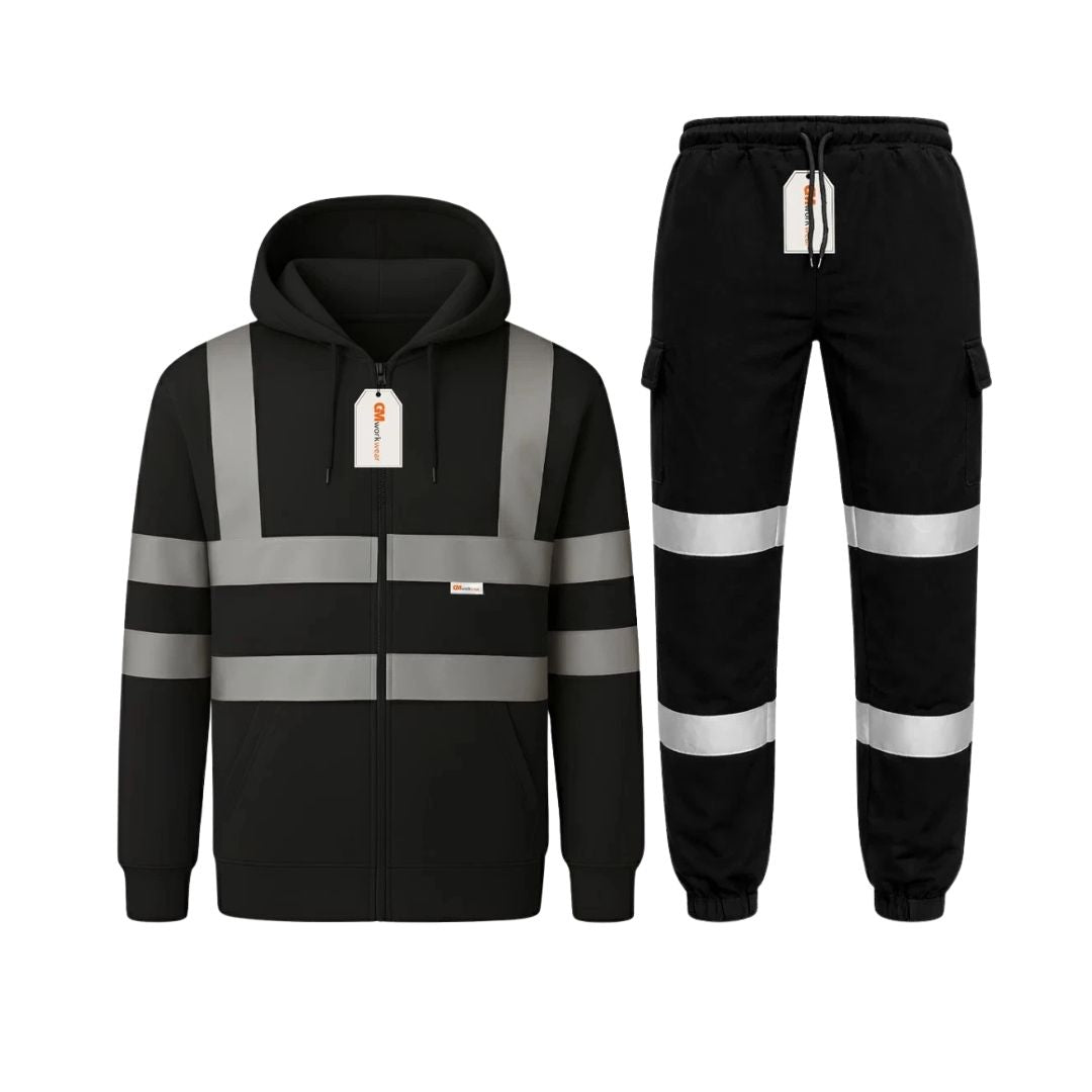 Hi Vis Reflective Tracksuit Set – Full Zip Safety Hoodie & Fleece Joggers