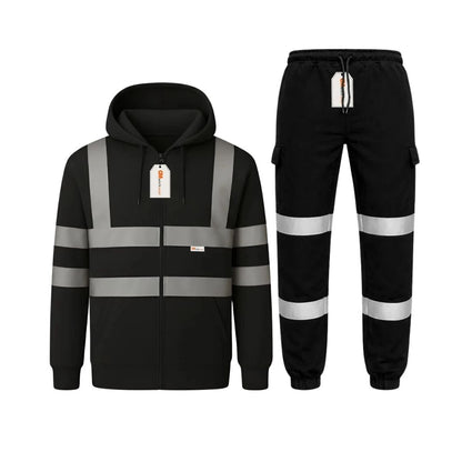 Hi Vis Reflective Tracksuit Set – Full Zip Safety Hoodie & Fleece Joggers