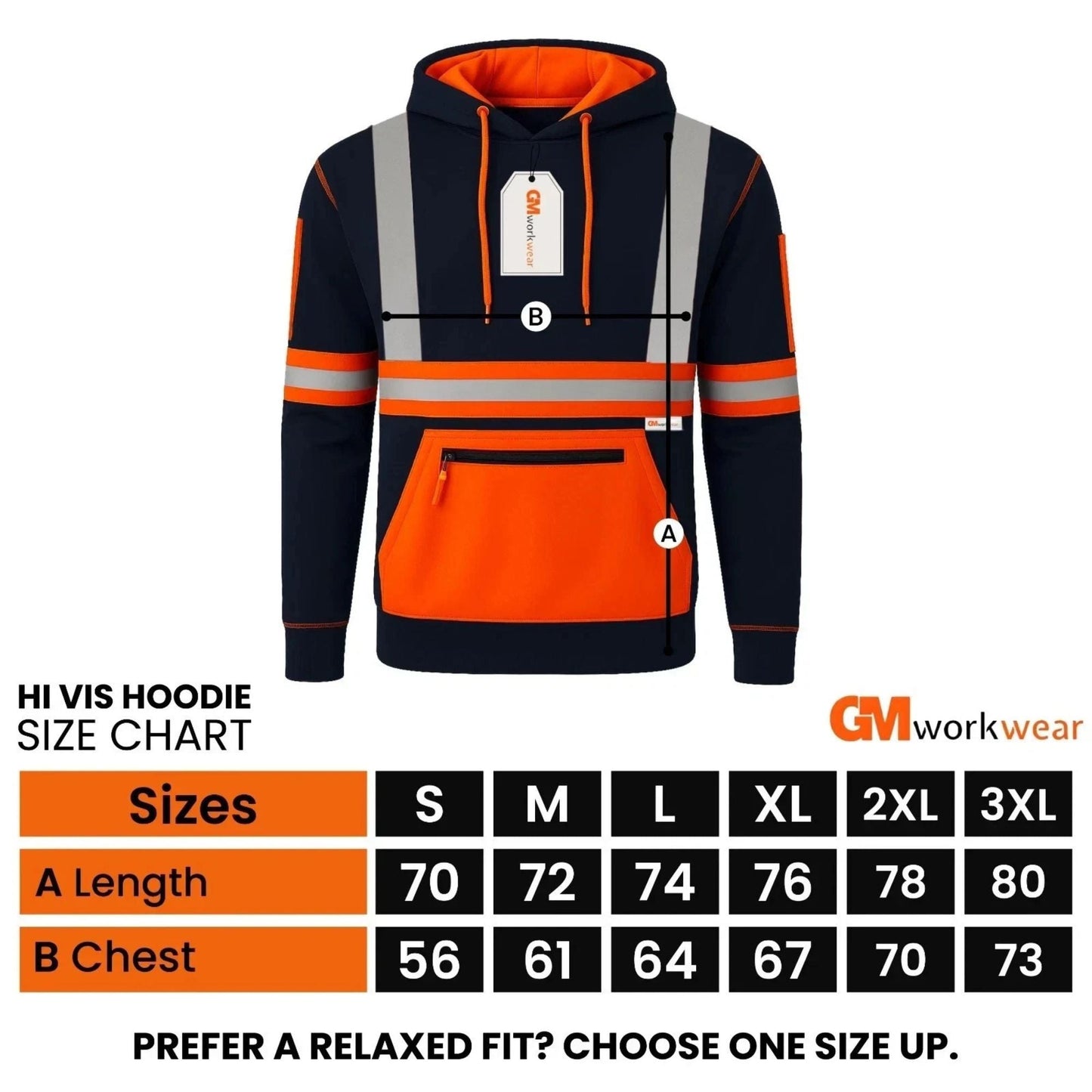 Hi Vis Reflective Safety  Pullover Hoodie