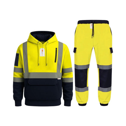 Hi Vis Reflective Two Tone Tracksuit Set – Safety Hoodie & Fleece Joggers