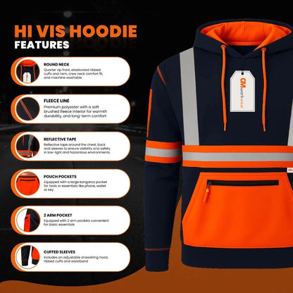 Hi Vis Reflective Safety  Pullover Hoodie