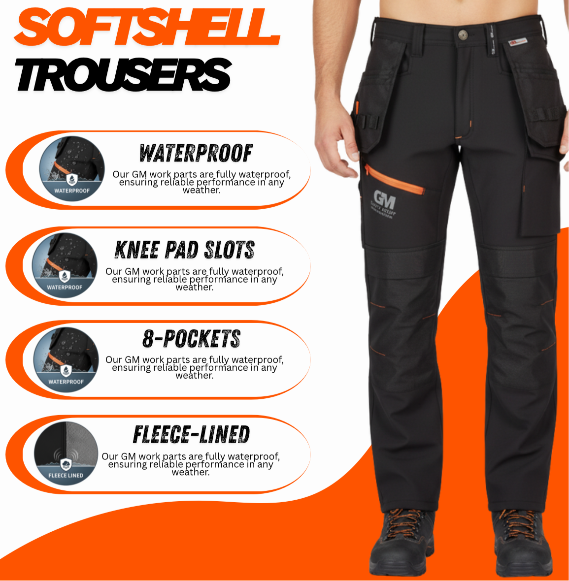 GMworkwear Softshell Work Trousers