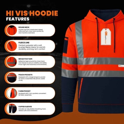 Hi Vis Reflective Safety  Pullover Hoodie