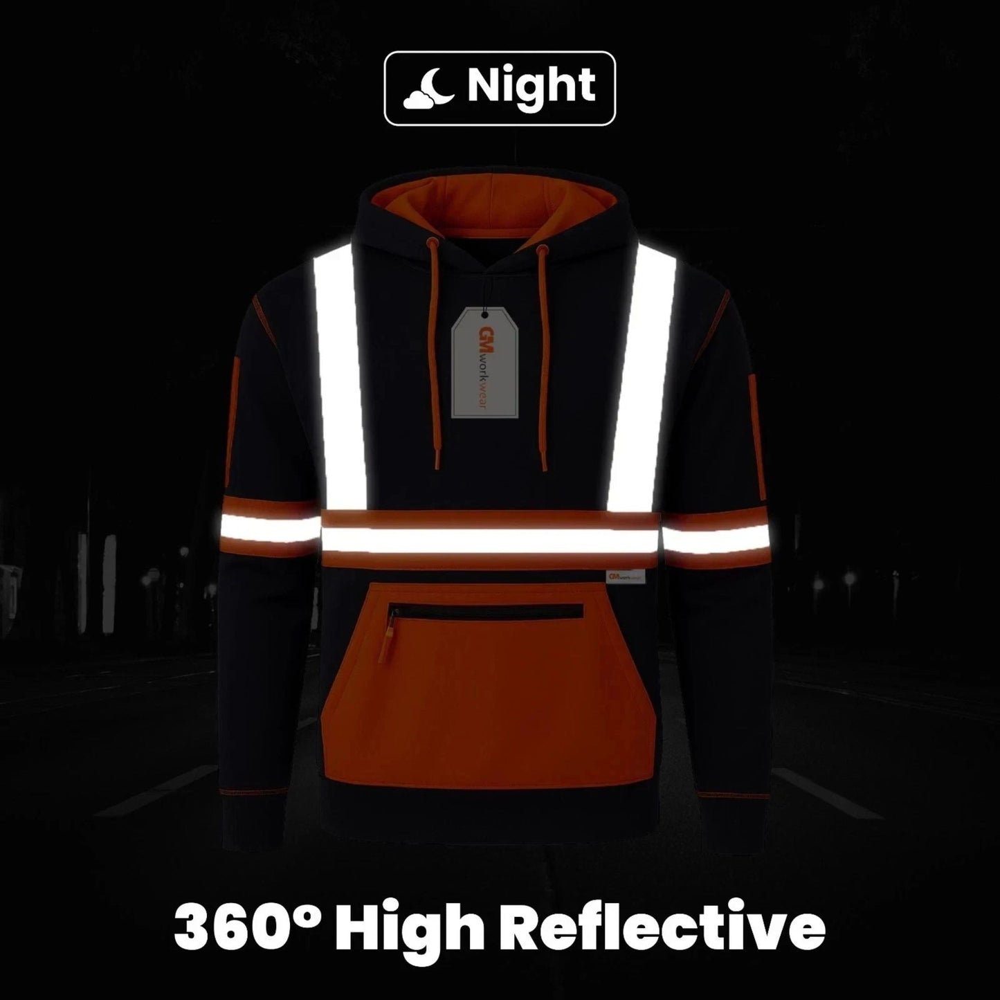 Hi Vis Reflective Safety  Pullover Hoodie
