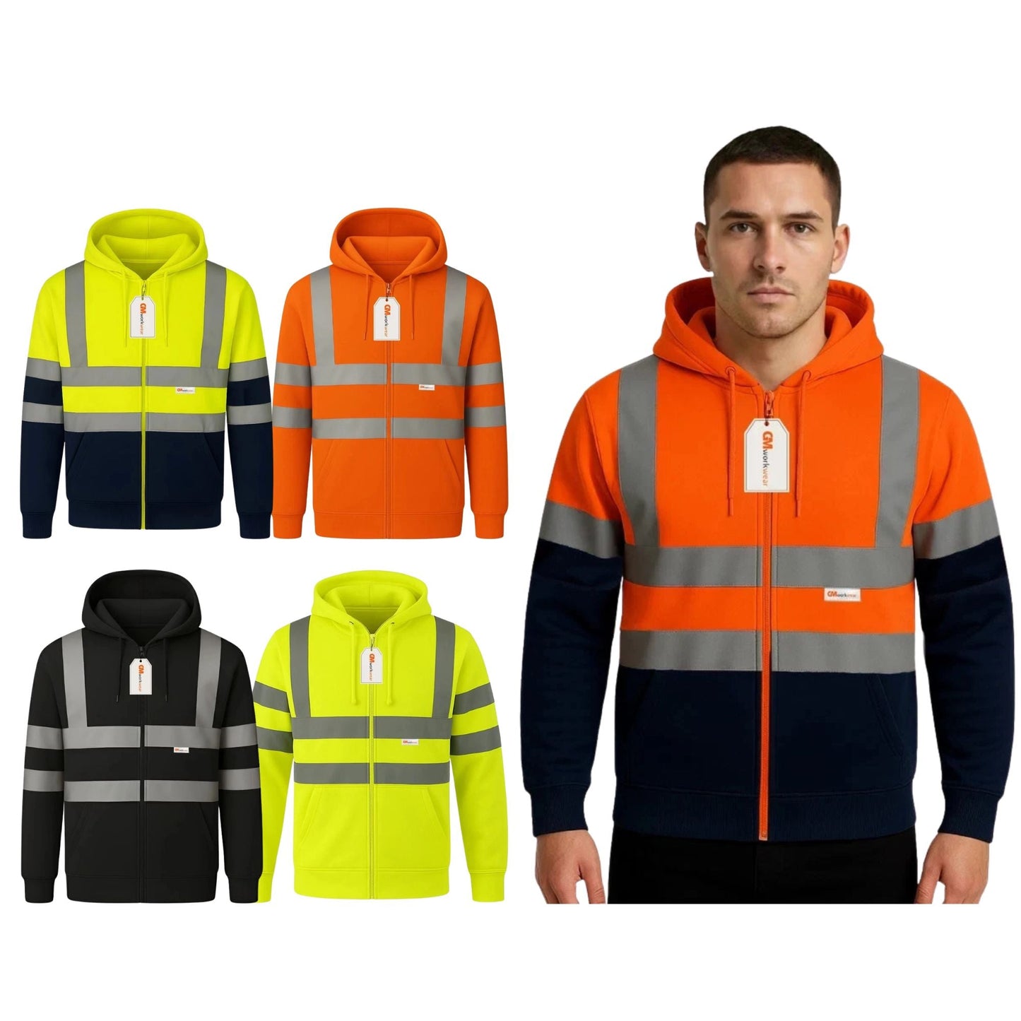 Hi Vis Zip-Up Hoodie – Reflective Safety Work Hoodie