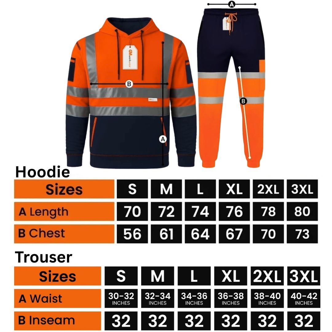 Hi Vis Reflective Two Tone Tracksuit Set – Safety Hoodie & Fleece Joggers