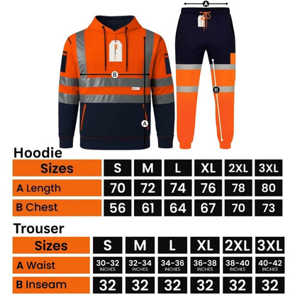 Hi Vis Reflective Two Tone Tracksuit Set – Safety Hoodie & Fleece Joggers