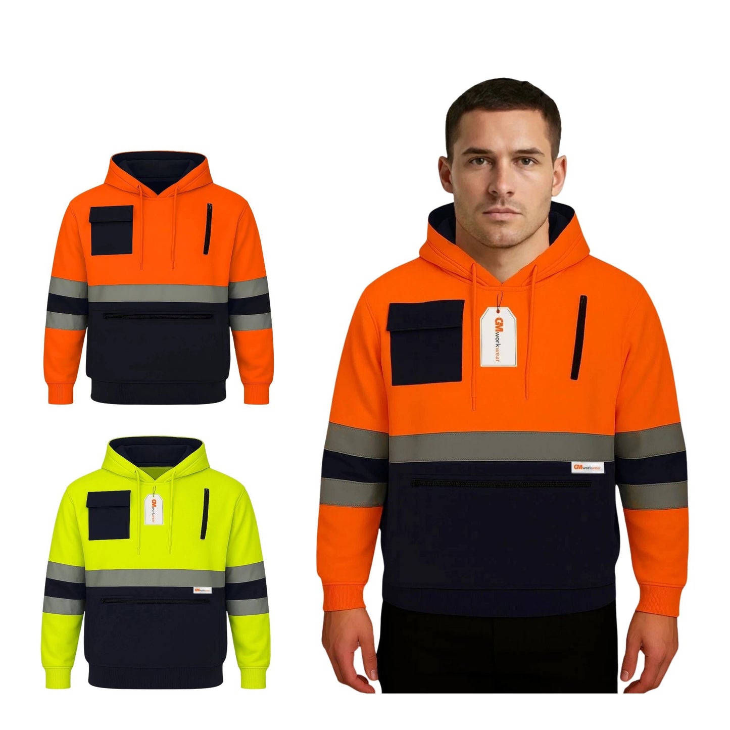 High Visibility Zip Pocket Hoodie