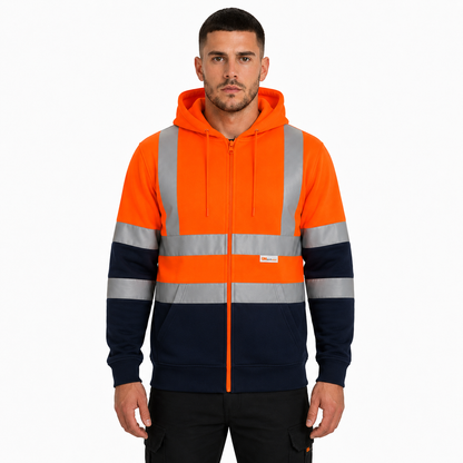 Hi Vis Zip-Up Hoodie – Reflective Safety Work Hoodie