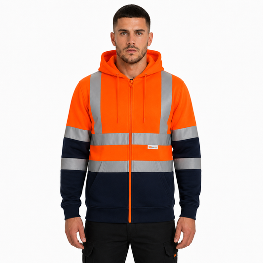 Hi Vis Zip-Up Hoodie – Reflective Safety Work Hoodie