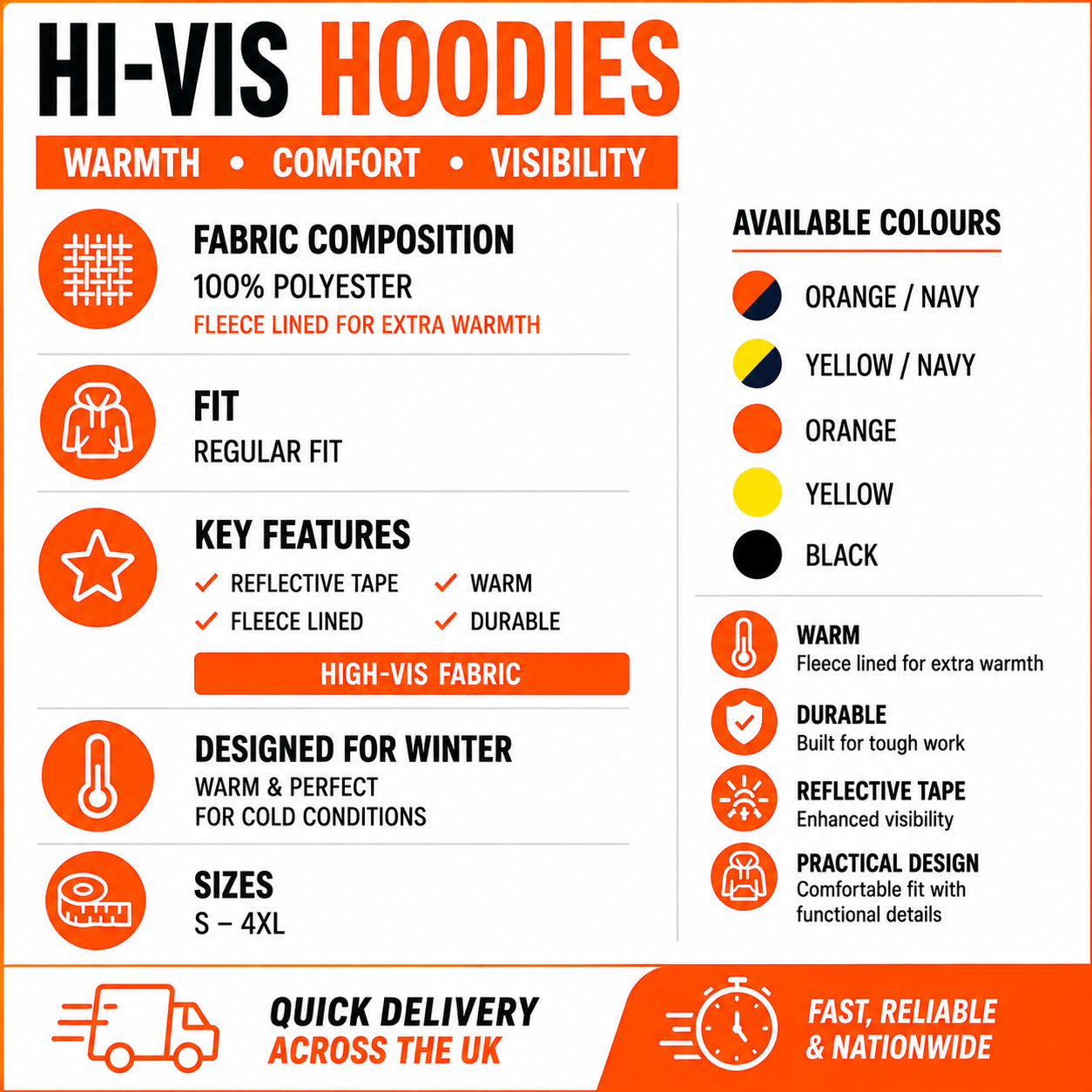High Visibility Reflective Zip Up Hoodie