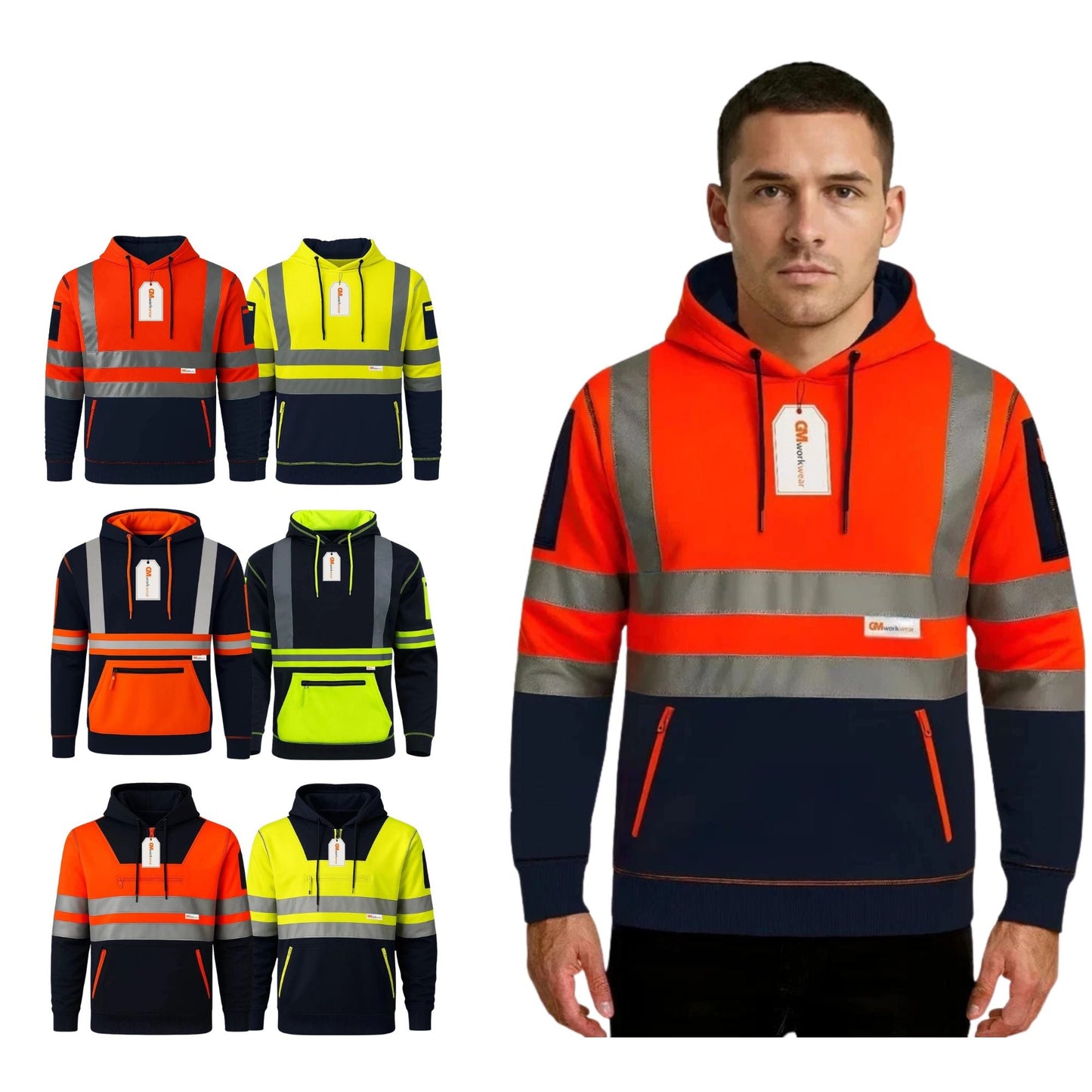 Hi Vis Reflective Safety  Pullover Hoodie