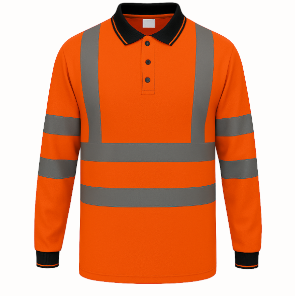GM Workwear High Visibility Long Sleeve Polo Shirt